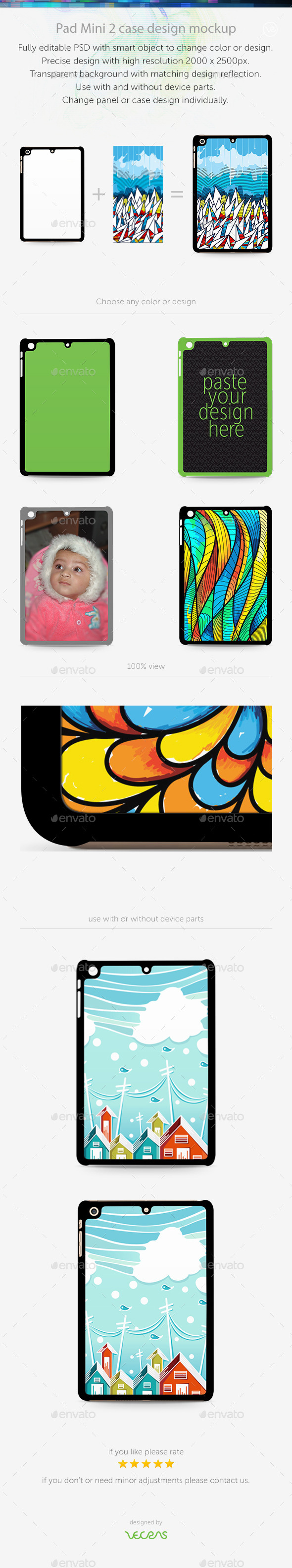 Pad Mini 2 Sticker Case Design Mockup - Mobile Displays