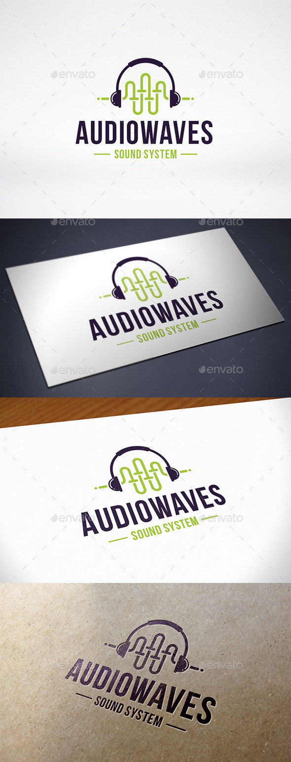 Sound Wave Headphone Logo Template - Symbols Logo Templates