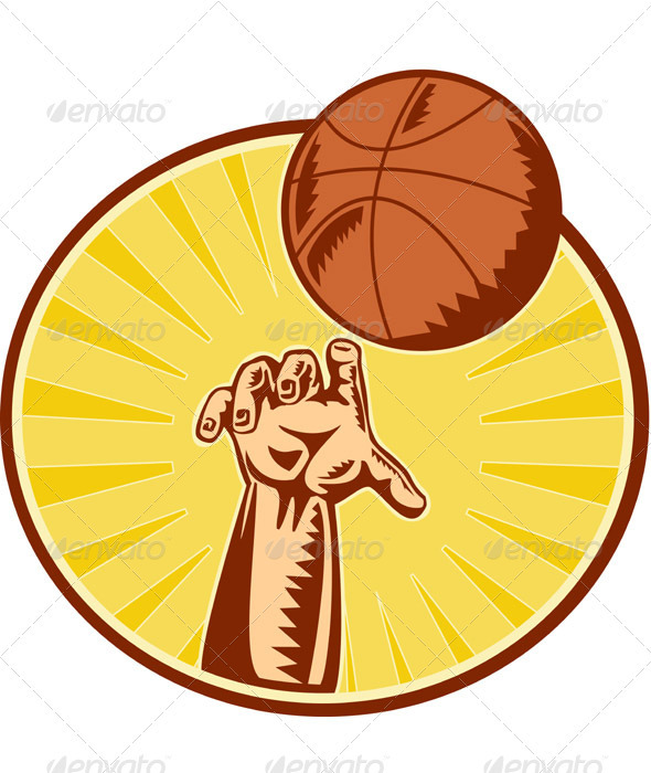 Basketball Player Hand Catching Thowing Ball - Sports/Activity Conceptual