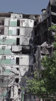Vertical Video of a House Destroyed By the War in Ukraine alt