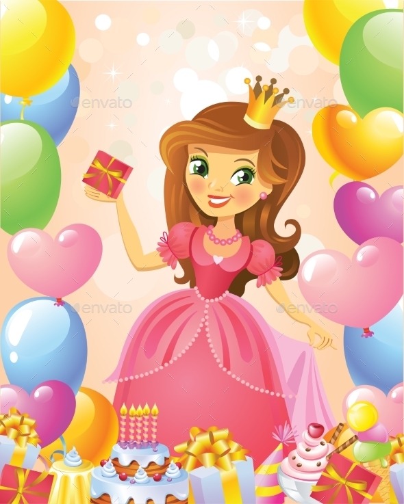 Happy Birthday Princess Greeting Card - Birthdays Seasons/Holidays