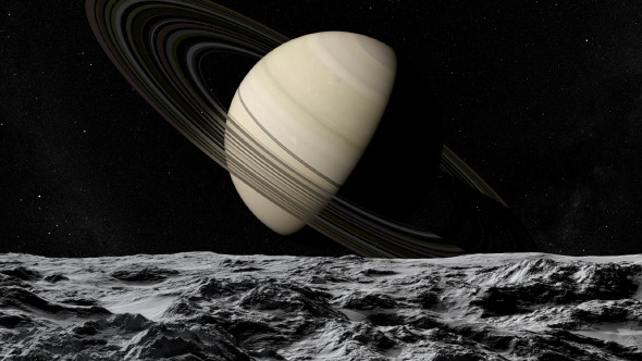 Flying Above Moon of Saturn