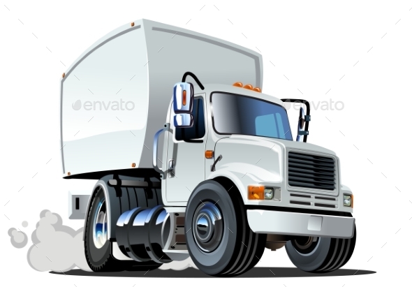 Cartoon Delivery Cargo Truck - Man-made Objects Objects