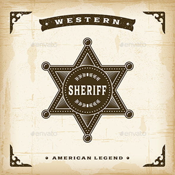 Vintage Western Sheriff Badge - Decorative Symbols Decorative