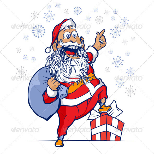 Cute Santa With Bag Of Gifts
