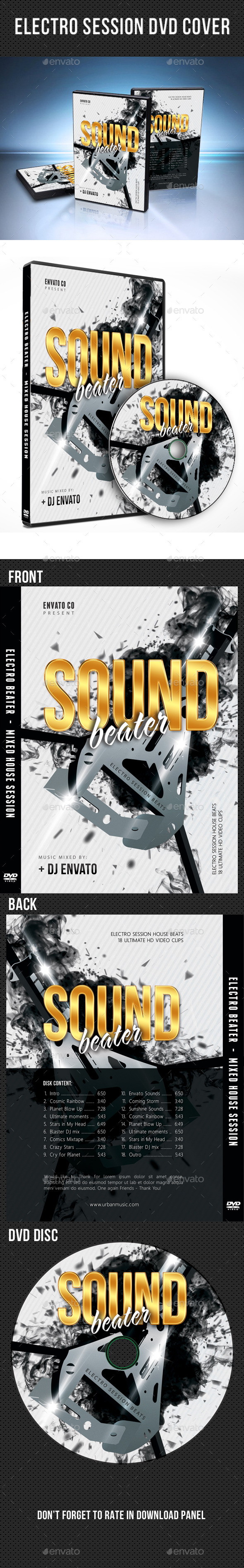 Electro Session DVD Cover Template V03 - CD & DVD Artwork Print Templates