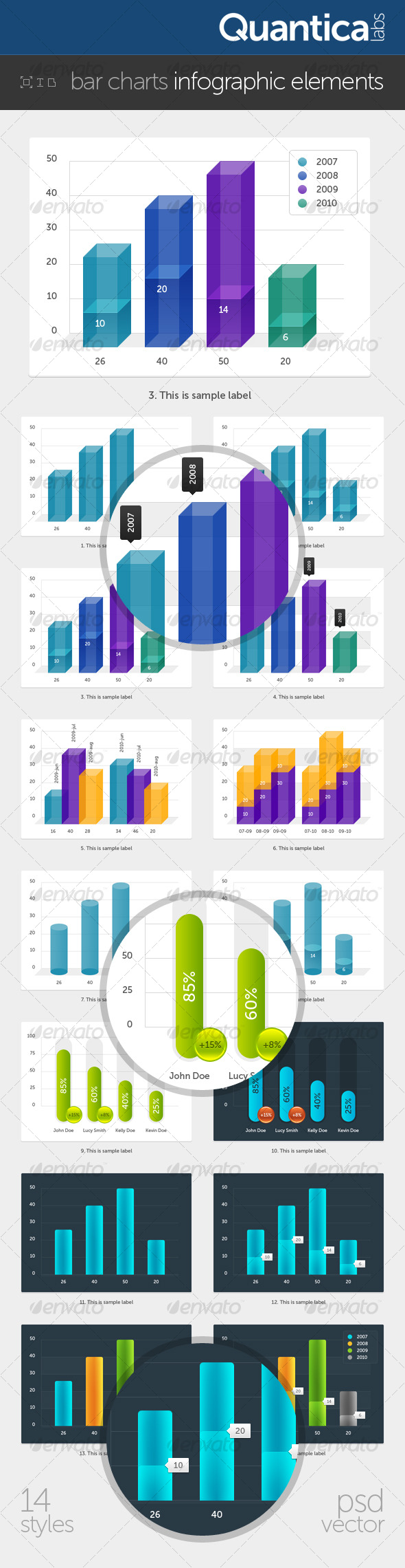 Bar Charts Infographic Elements - Infographics