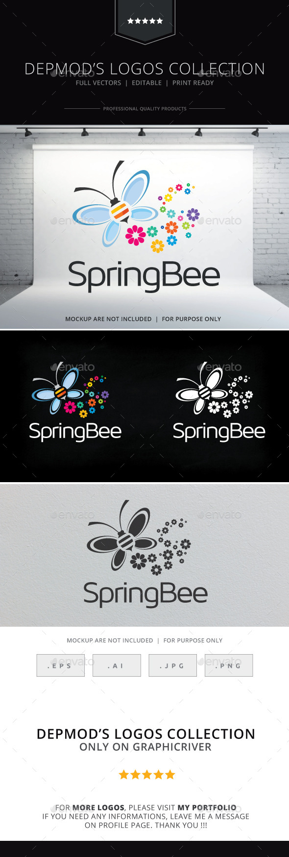 Spring Bee Logo - Animals Logo Templates