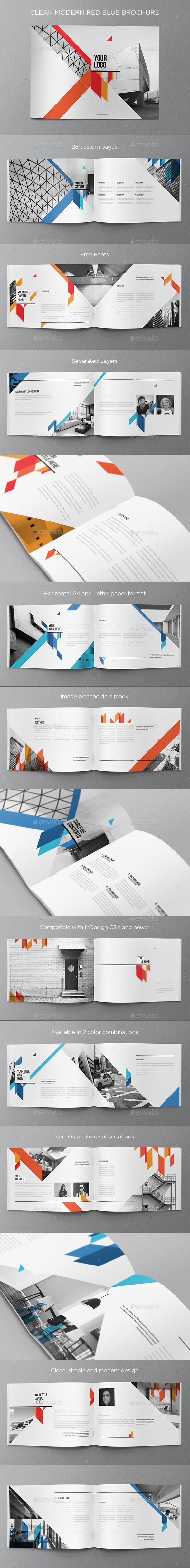 Clean Modern Red Blue Brochure - Brochures Print Templates