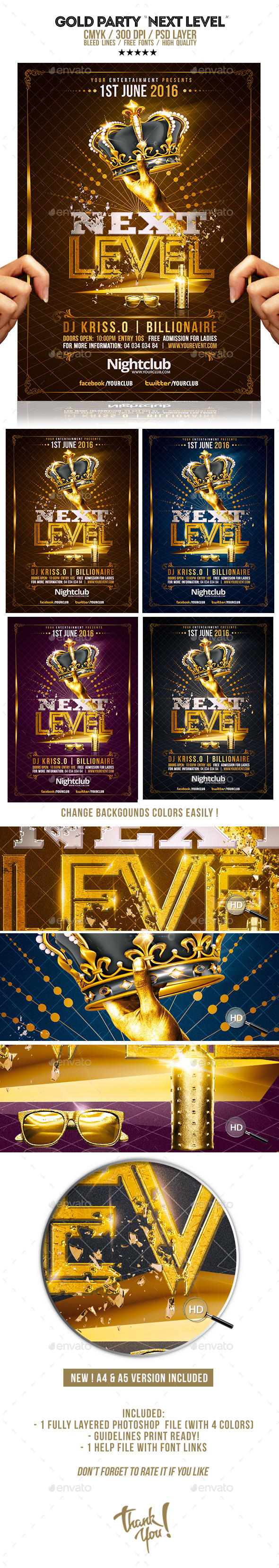 Gold Party | Next Level Template - Clubs & Parties Events