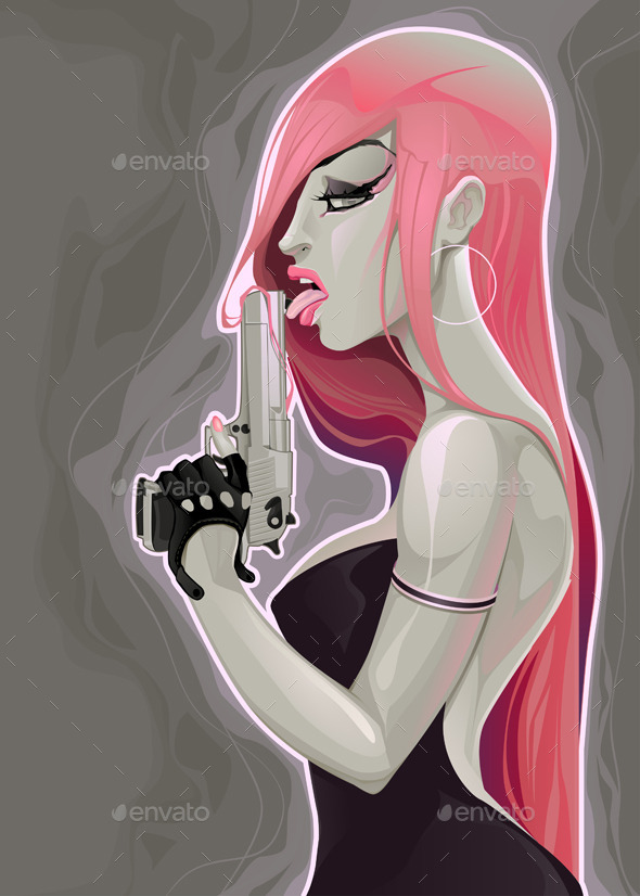 Portrait of a Lady with a Gun - People Characters