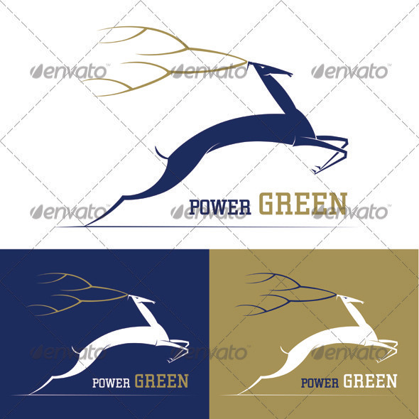 Deer Power Green Logo Template