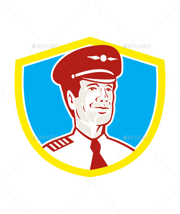 Aircraft Retro Pilot Aviator Shield - People Characters