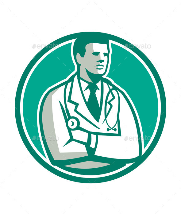Doctor Stethoscope Standing Circle - People Characters