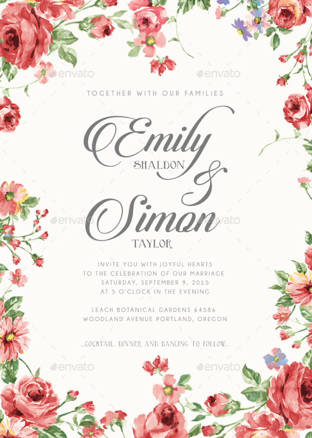 Rustic Floral Wedding Invitations by BNIMIT  GraphicRiver