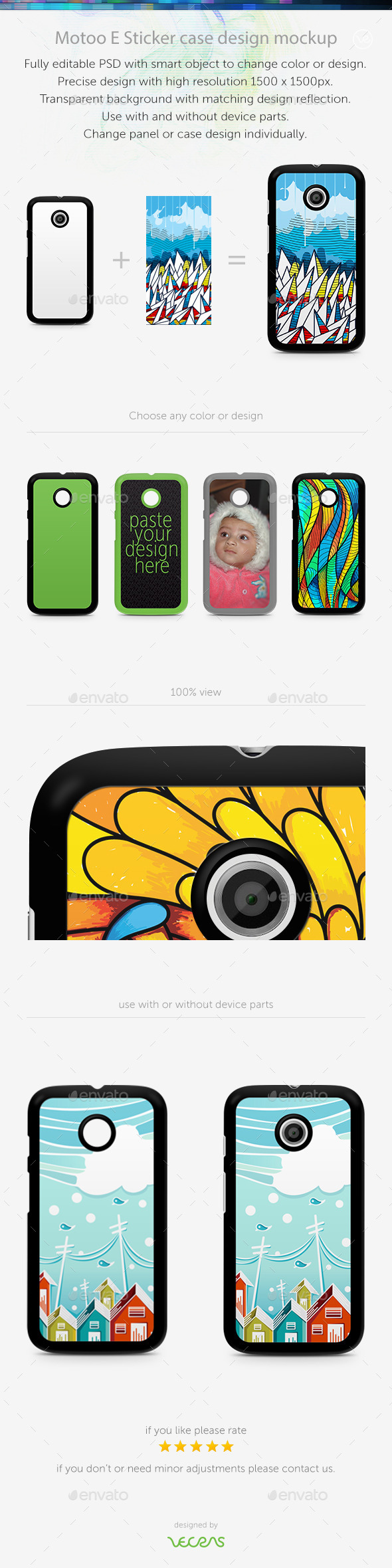 Motoo E Sticker Case Design Mockup