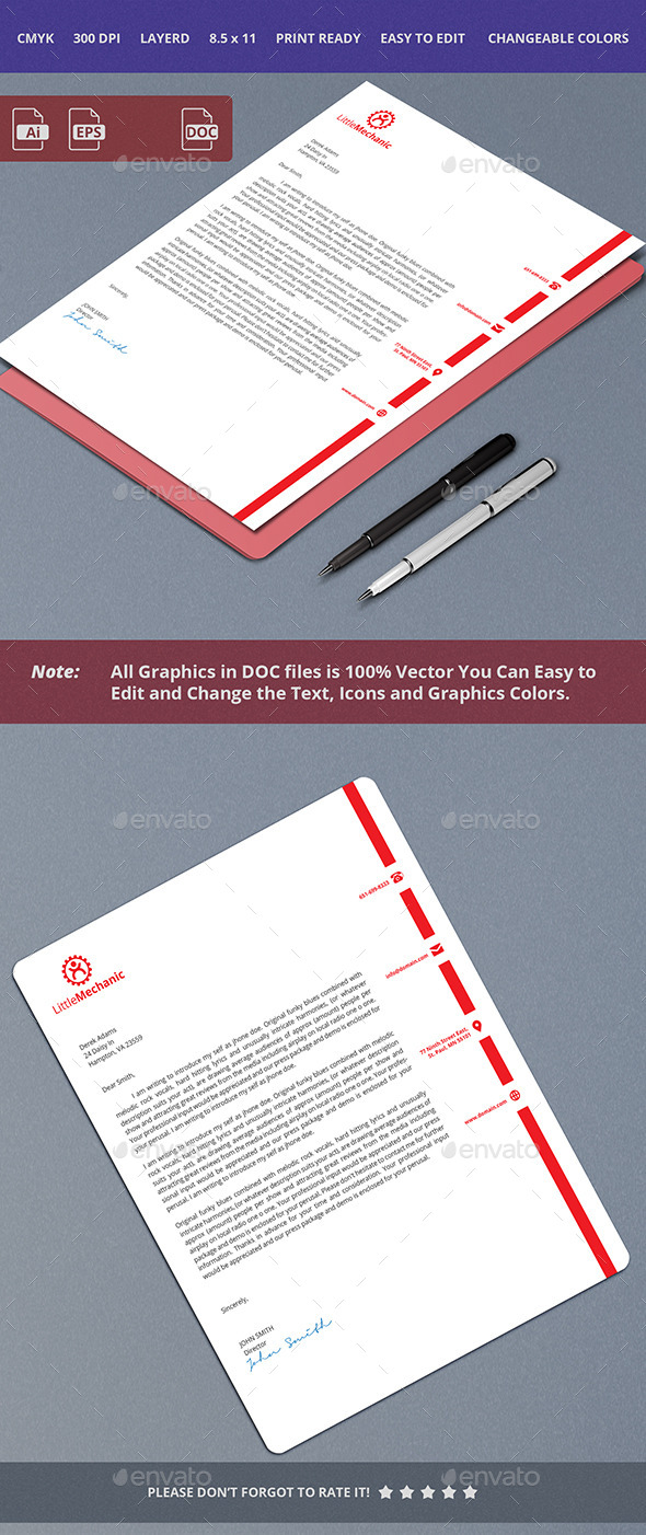 Simple Letterhead Design - Stationery Print Templates