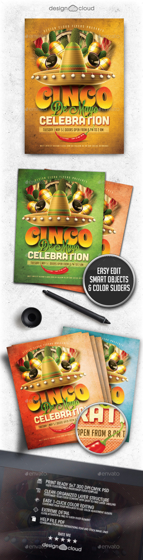 Cinco De Mayo Celebration Flyer Template - Holidays Events