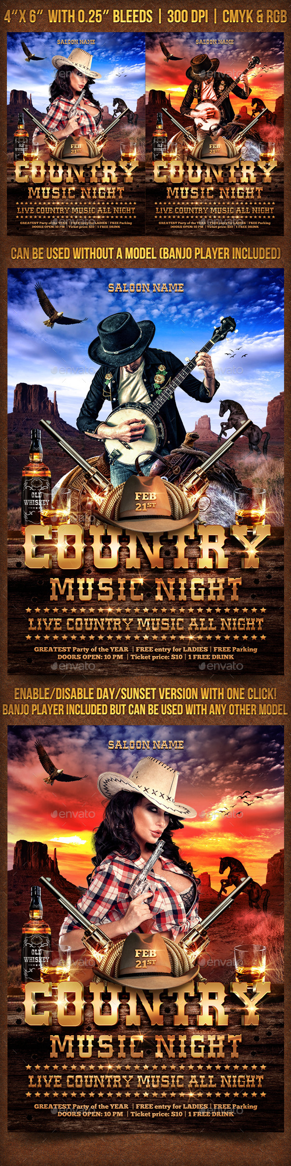 Country Music Night Fyer Template - Clubs & Parties Events