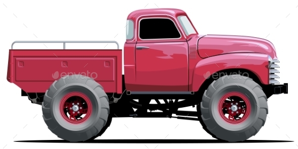 Cartoon Monster Truck - Man-made Objects Objects