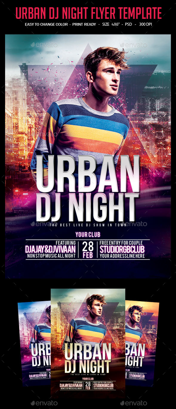 Urban DJ Night Flyer Template - Clubs & Parties Events