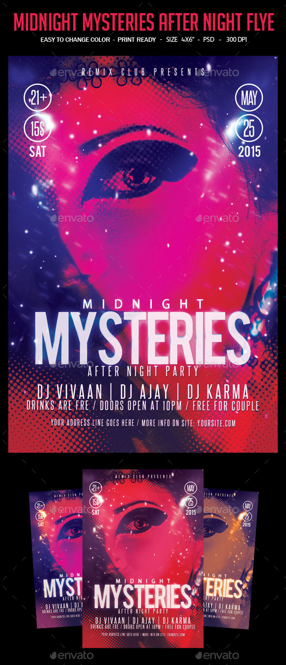 Midnight Mysteries After Night Flyer - Clubs & Parties Events