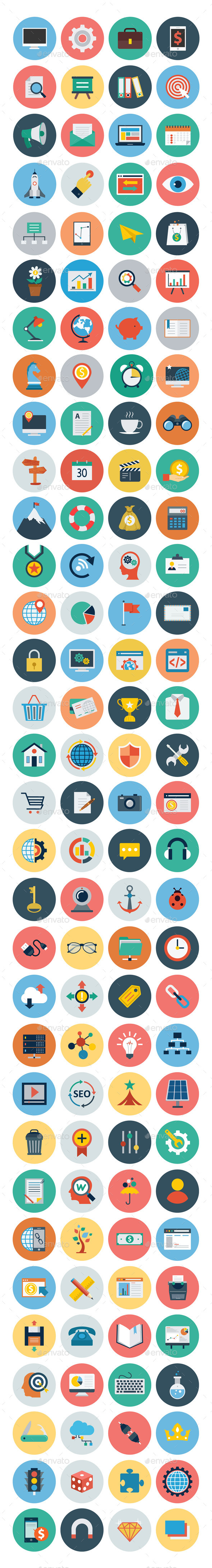125+ Seo and Marketing Flat Icons - Web Icons