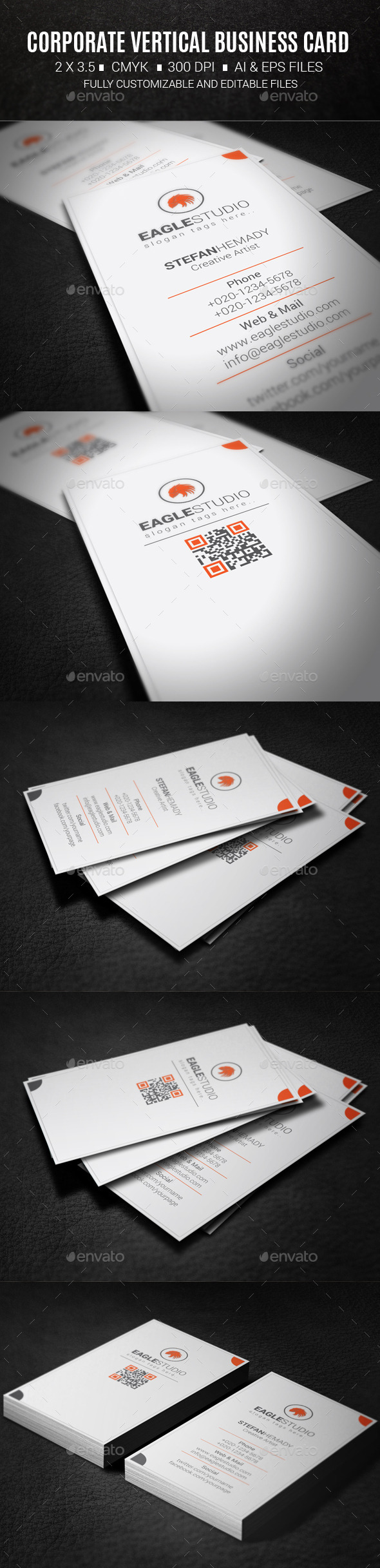 Corporate Vertical Business Card - Corporate Business Cards