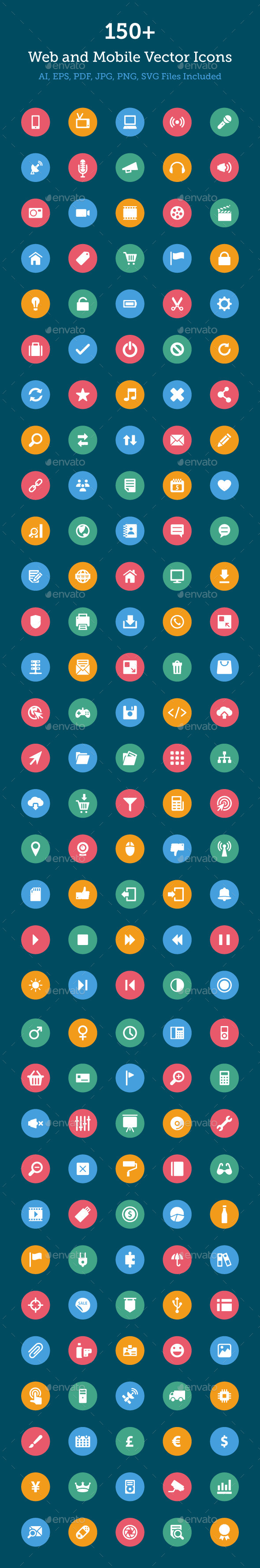 150+ Web and Mobile Vector Icons - Web Icons