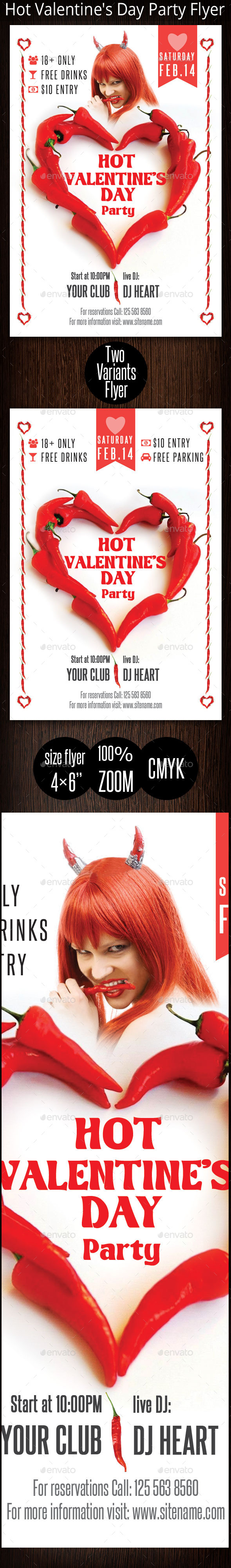 Hot Valentine's Day Party Flyer - Clubs & Parties Events