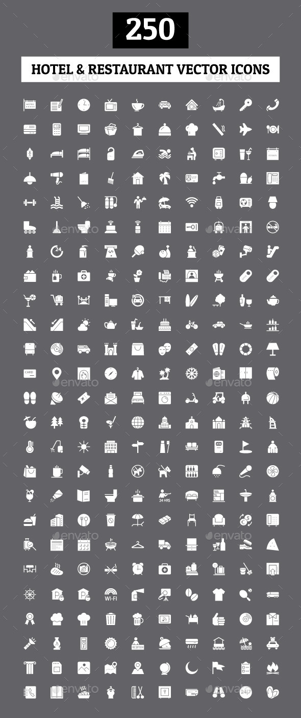 250 Hotel and Restaurant Vector Icon - Icons