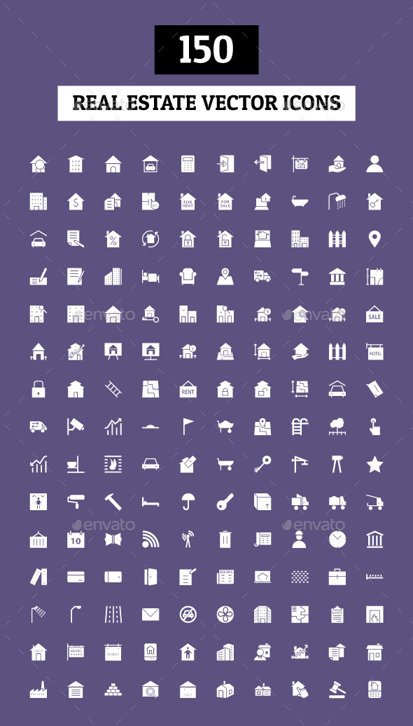 150 Real Estate Vector Icons - Icons