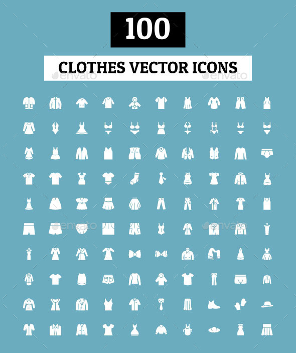 100 Clothes Vector Icons - Icons