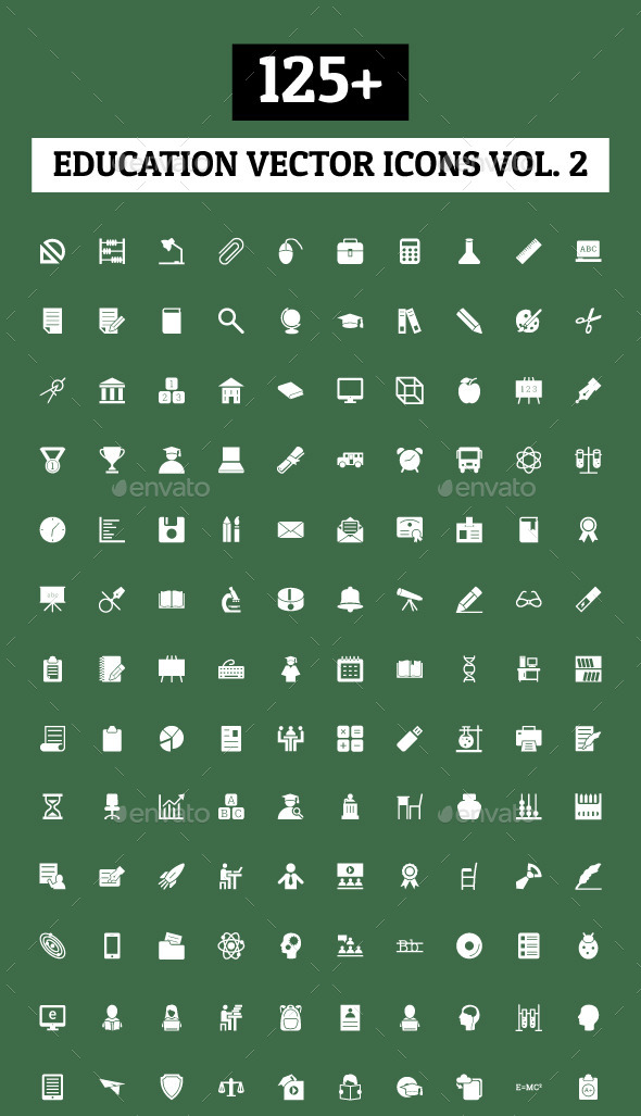 125+ Education Vector Icons - Vol 2 - Icons