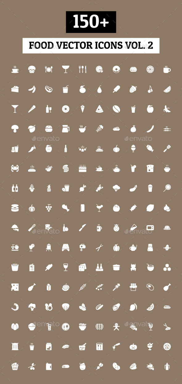 150+ Food Vector Icons - Vol 2 - Food Objects