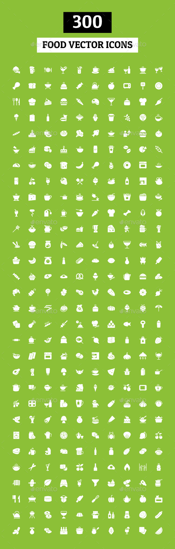 300 Food Vector Icons - Food Objects