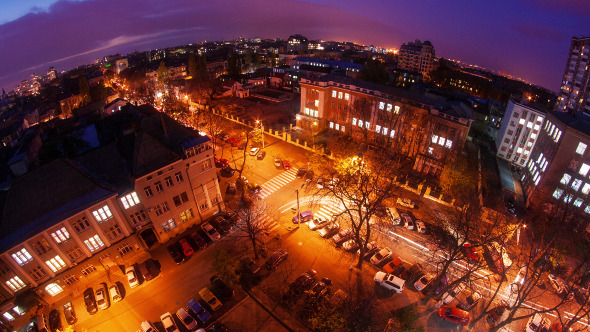 Aerial View of Night City Traffic