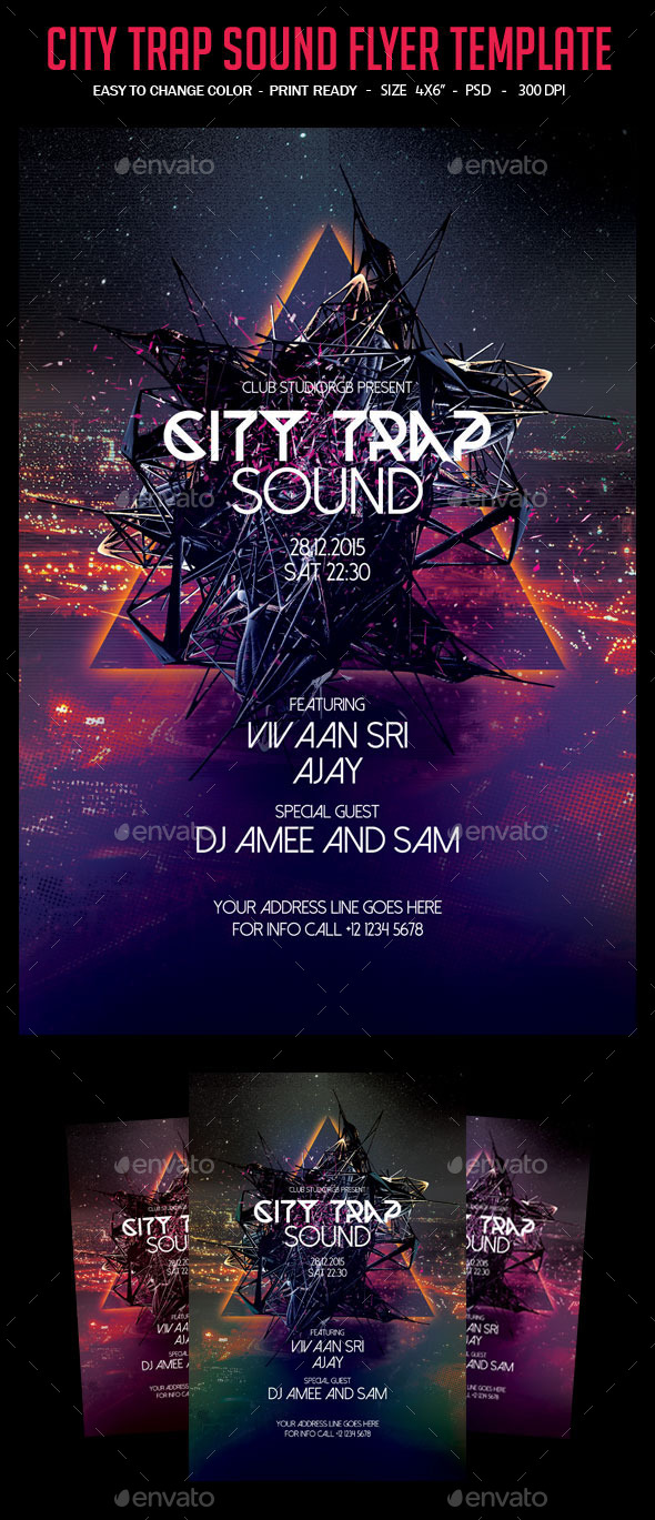 City Trap Sound Flyer Template - Clubs & Parties Events
