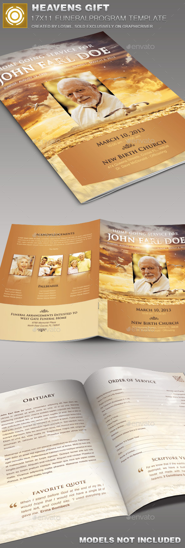 Heavens Gift Funeral Program Template 004 - Informational Brochures