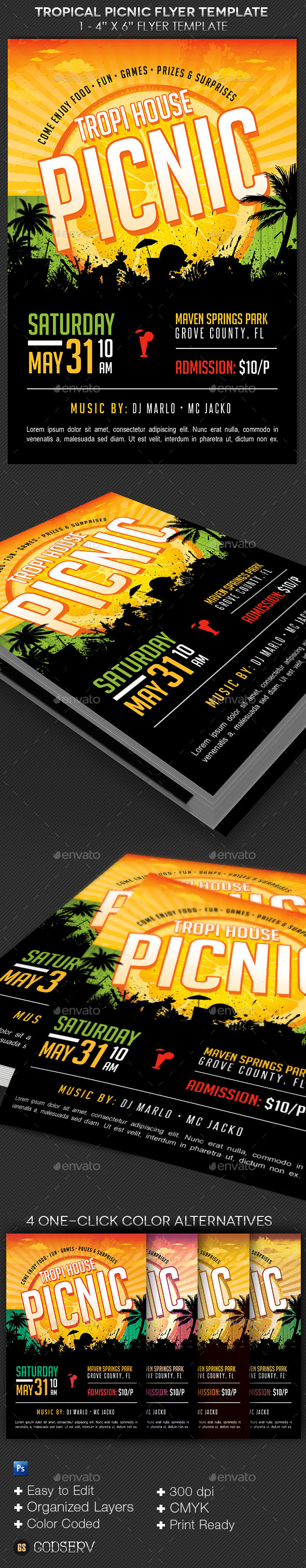 Tropical Picnic Flyer Template - Events Flyers