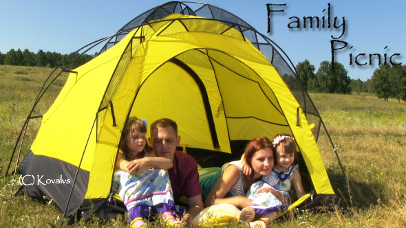Happy Family In The Tent