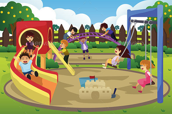Children Playing in the Playground - Sports/Activity Conceptual