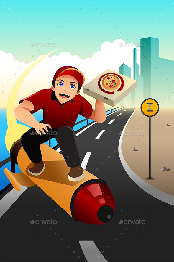 Pizza Delivery Guy Deliver the Pizza - People Characters
