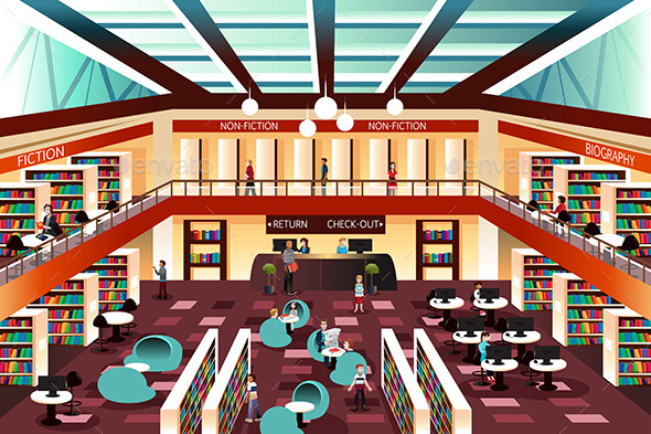 Modern Looking Library - People Characters
