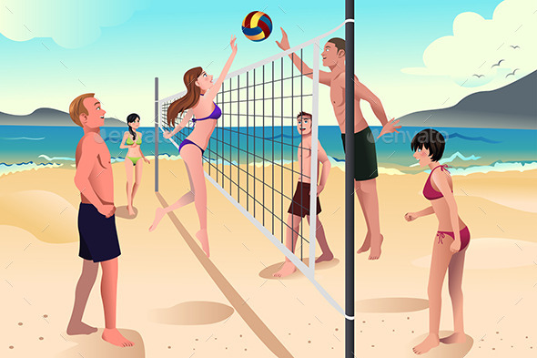 People Playing Volleyball - Sports/Activity Conceptual