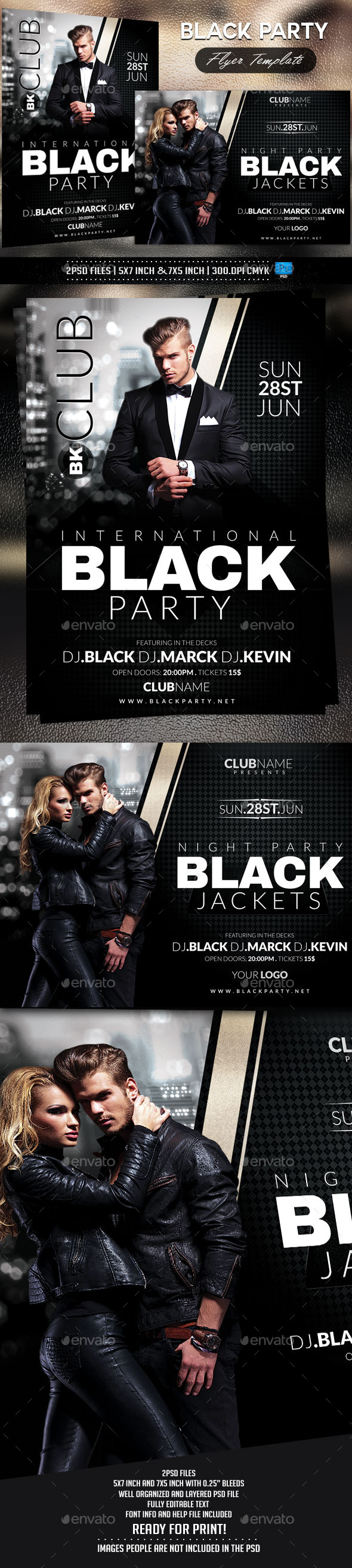 Black Party Flyer Template - Clubs & Parties Events