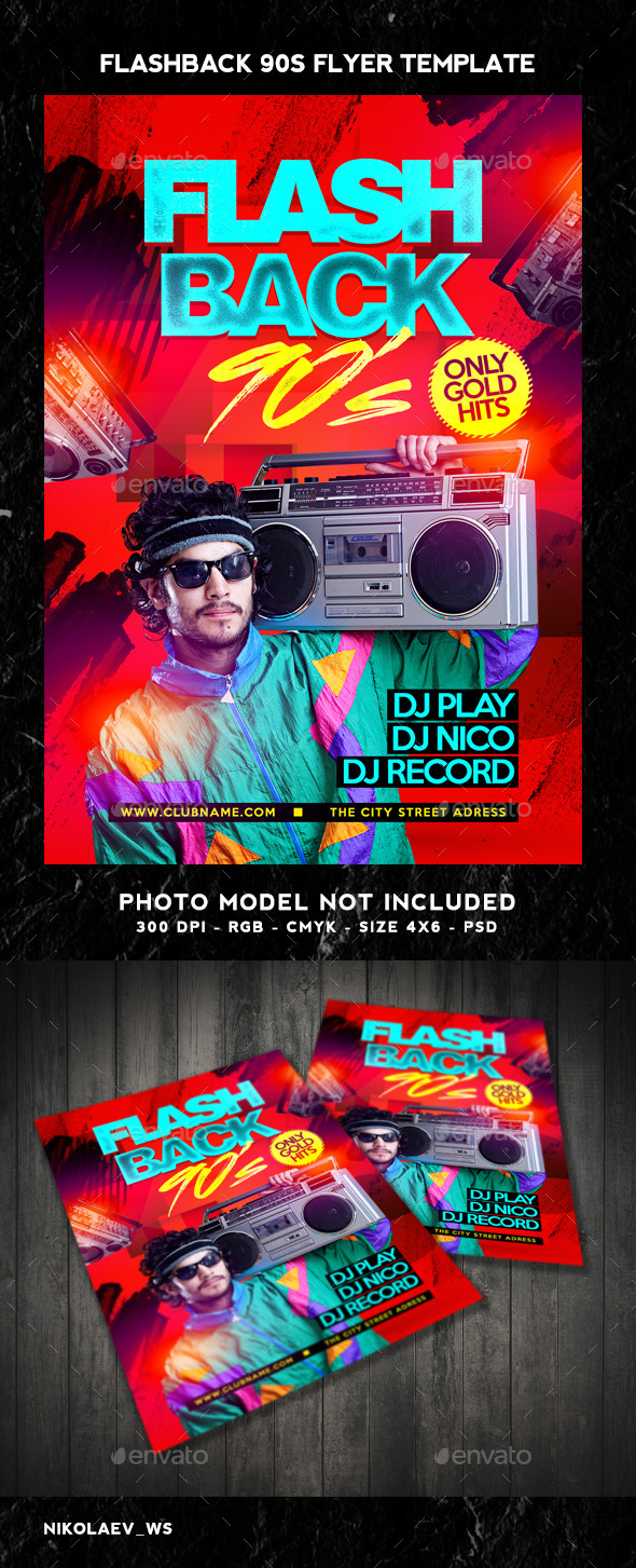 Flash Back 90s Flyer - Clubs & Parties Events