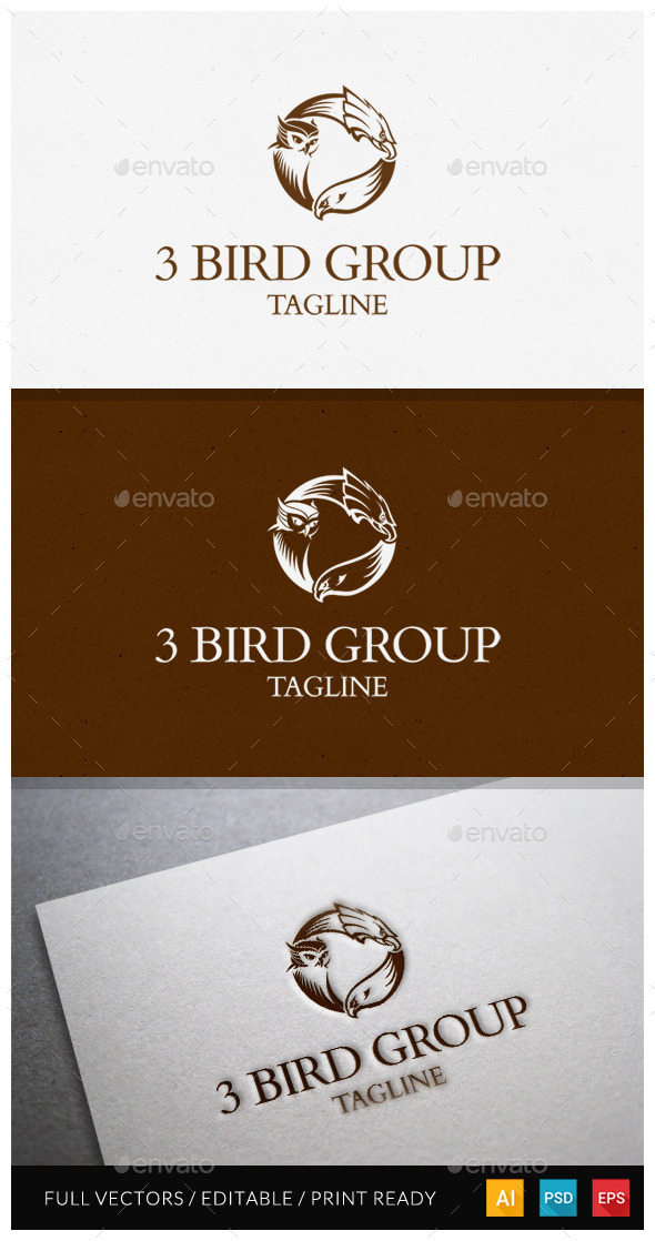 3 Bird Group Logo Template - Animals Logo Templates