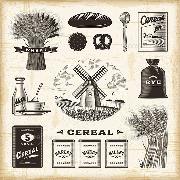 Vintage Cereal Set - Food Objects