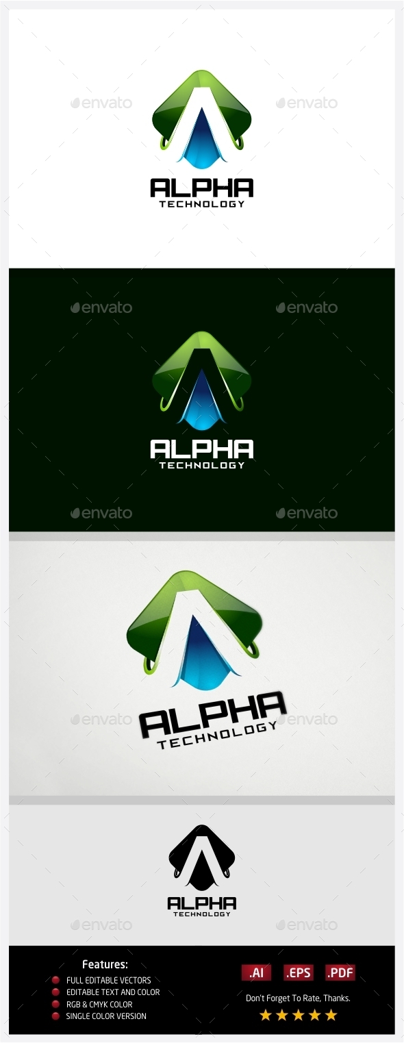 Alpha Technology Logo - 3d Abstract